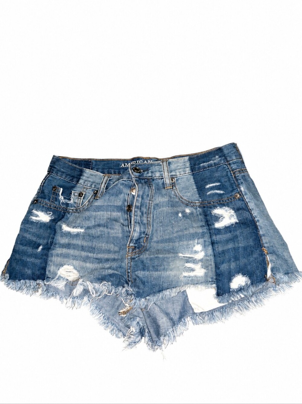 American Eagle Outfitters Festival Jean Shorts Blue Distressed Size 8